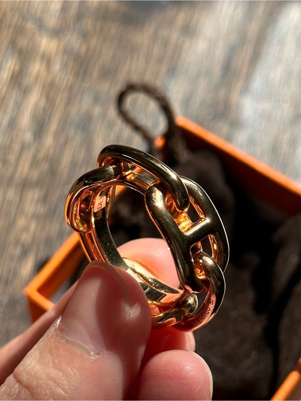 Hermes Rose Gold Regate scarf 90 ring